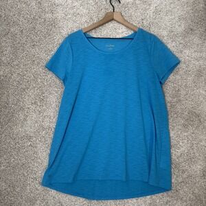 Lilly Pulitzer Womens Scoop Neck Short Sleeve Casual Blue T Shirt Top Size XL